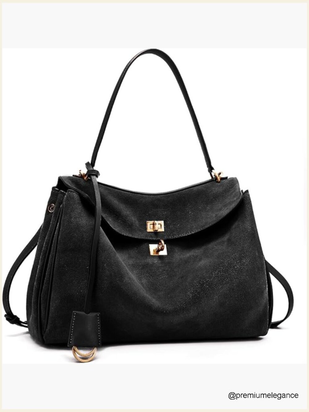 Suede Leather Large Tote Bag - 15" Laptop Compatible, Crossbody/Shoulder